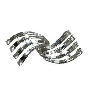 Vintage Signed Carole Rhinestone Silver-Tone Swirl Brooch Pin